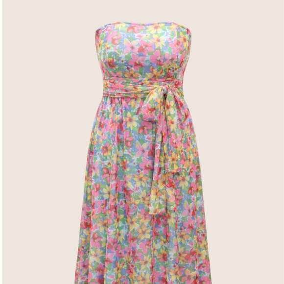 BloomChic Everywhere Dress - Colored Floral Belted Dress XL us 14 - Picture 6 of 9